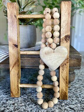 Wooden Heart Bead Garland